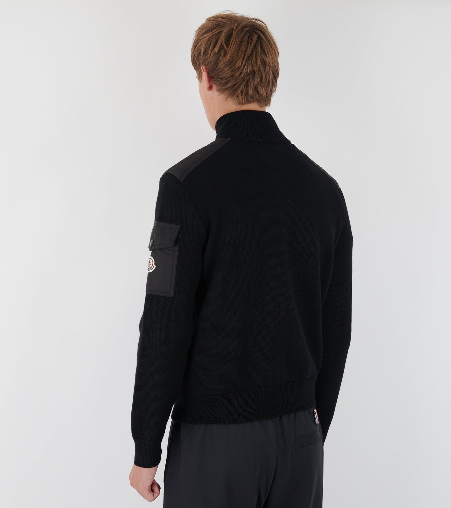 Padded Wool Zip-up Cardigan Black
