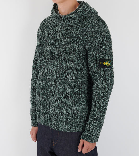 Chunky Soft Cotton Yarn Hoodie Dark Green Mix
