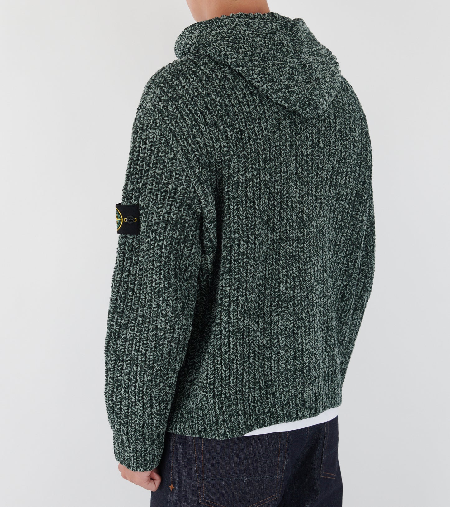 Chunky Soft Cotton Yarn Hoodie Dark Green Mix