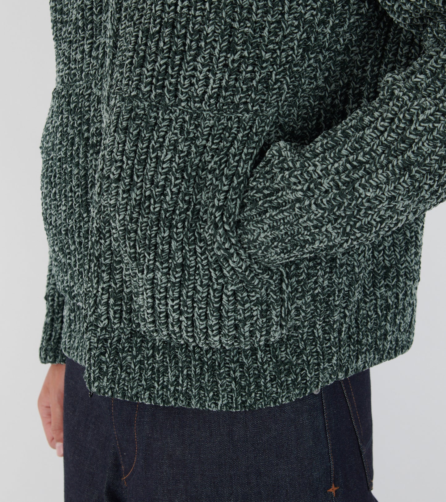 Chunky Soft Cotton Yarn Hoodie Dark Green Mix
