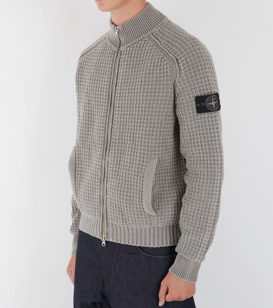 Waffle Zip Cotton Knit Grey