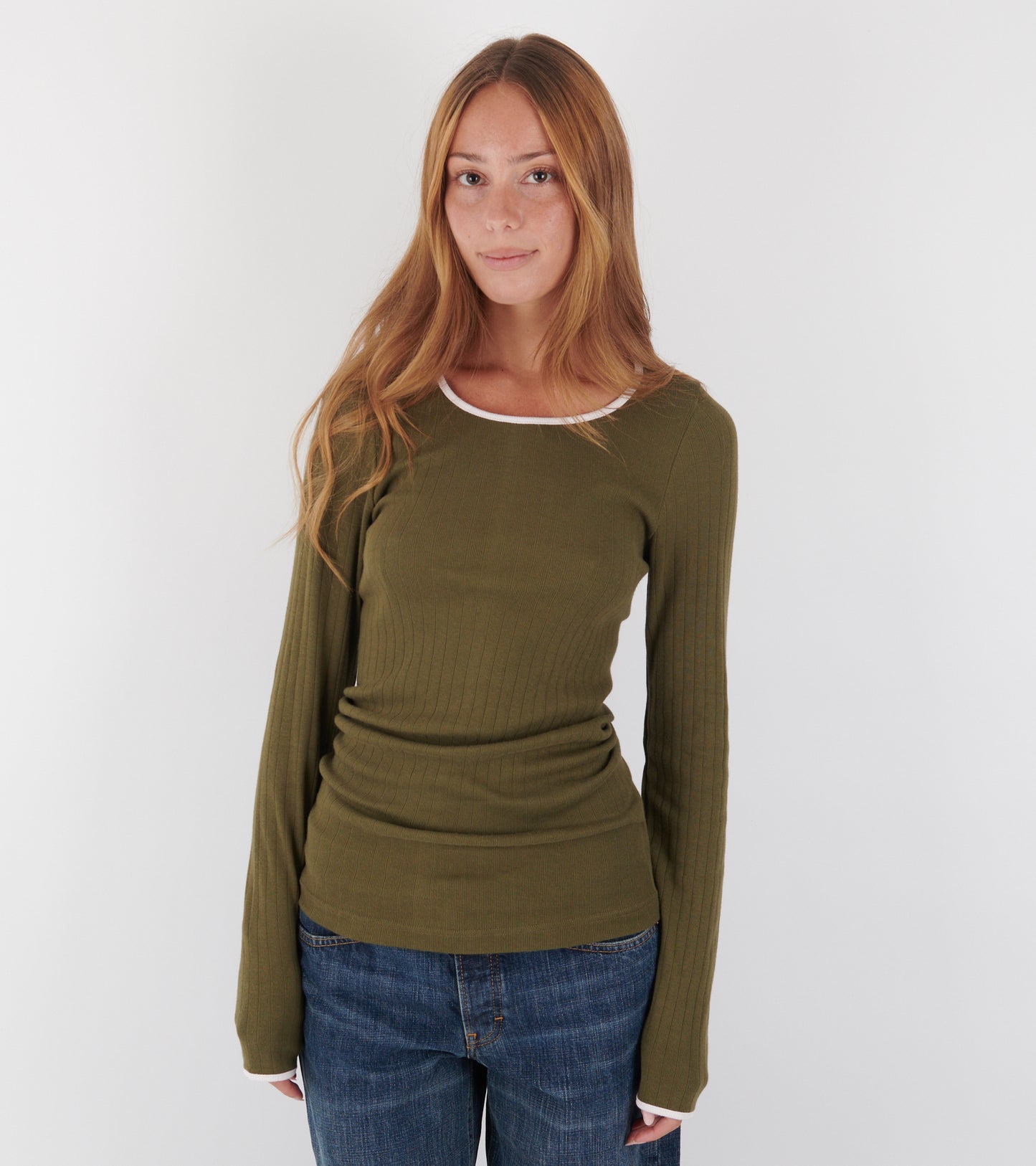 101 Rib Kontrast Olive/Rose