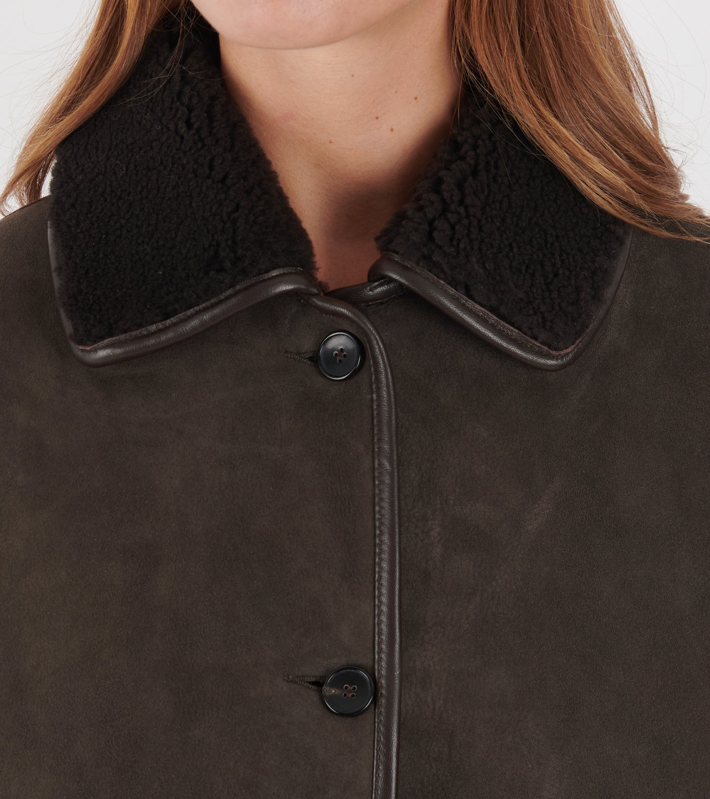 Suede Back Curly Hair Roo Coat Chocolate