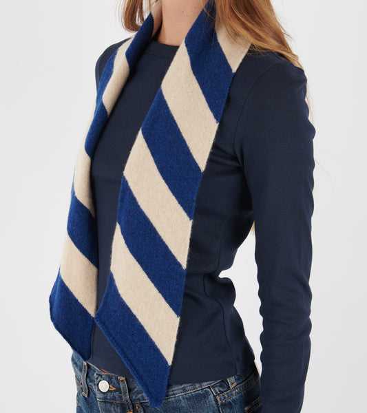 Small Diagonal Stripe Scarf Nightsky/Oatmeal