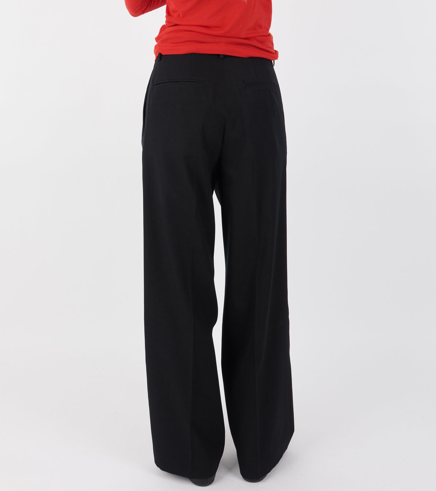 Light Wool Max Gabardine Two-Tuck Slacks Top Black