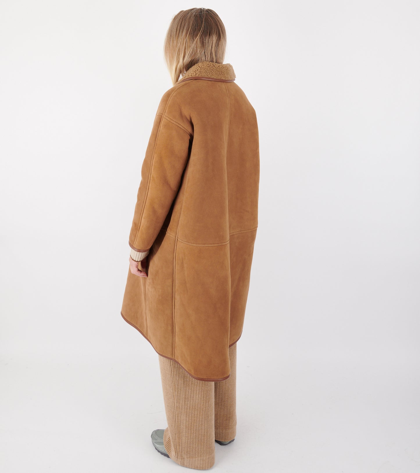 Suede Back Curly Hair Roo Coat Tan