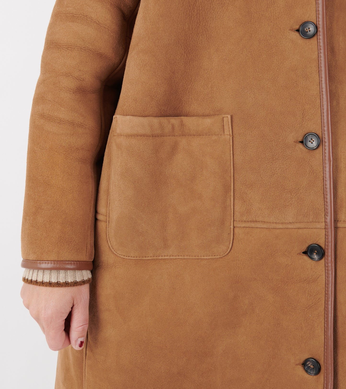 Suede Back Curly Hair Roo Coat Tan