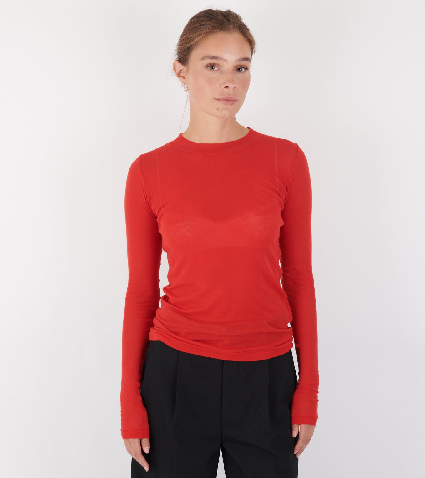 Super High Gauge Sheer Rib L/S Tee Red