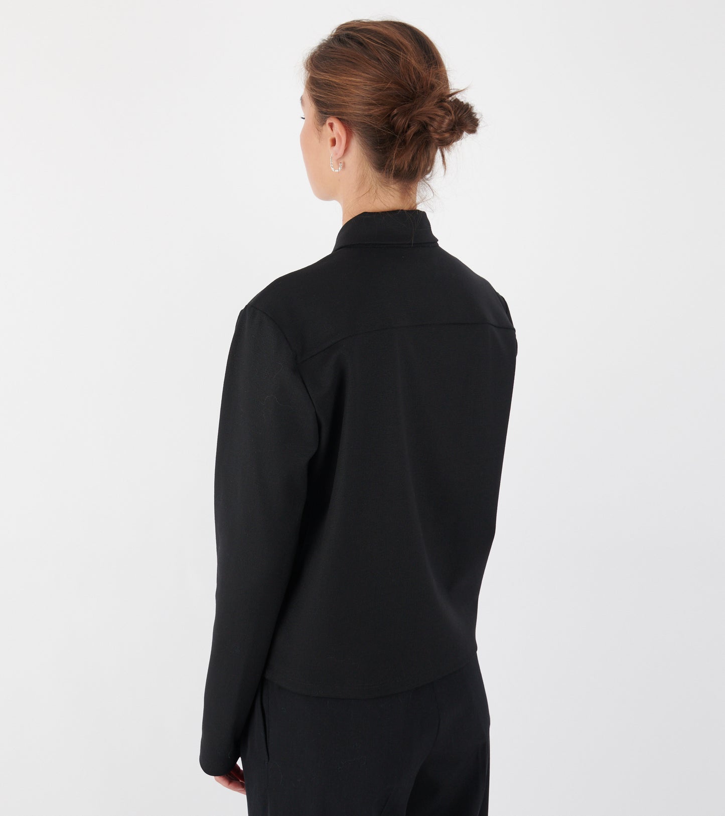Stretch Virgin Wool Zip Shirt Black