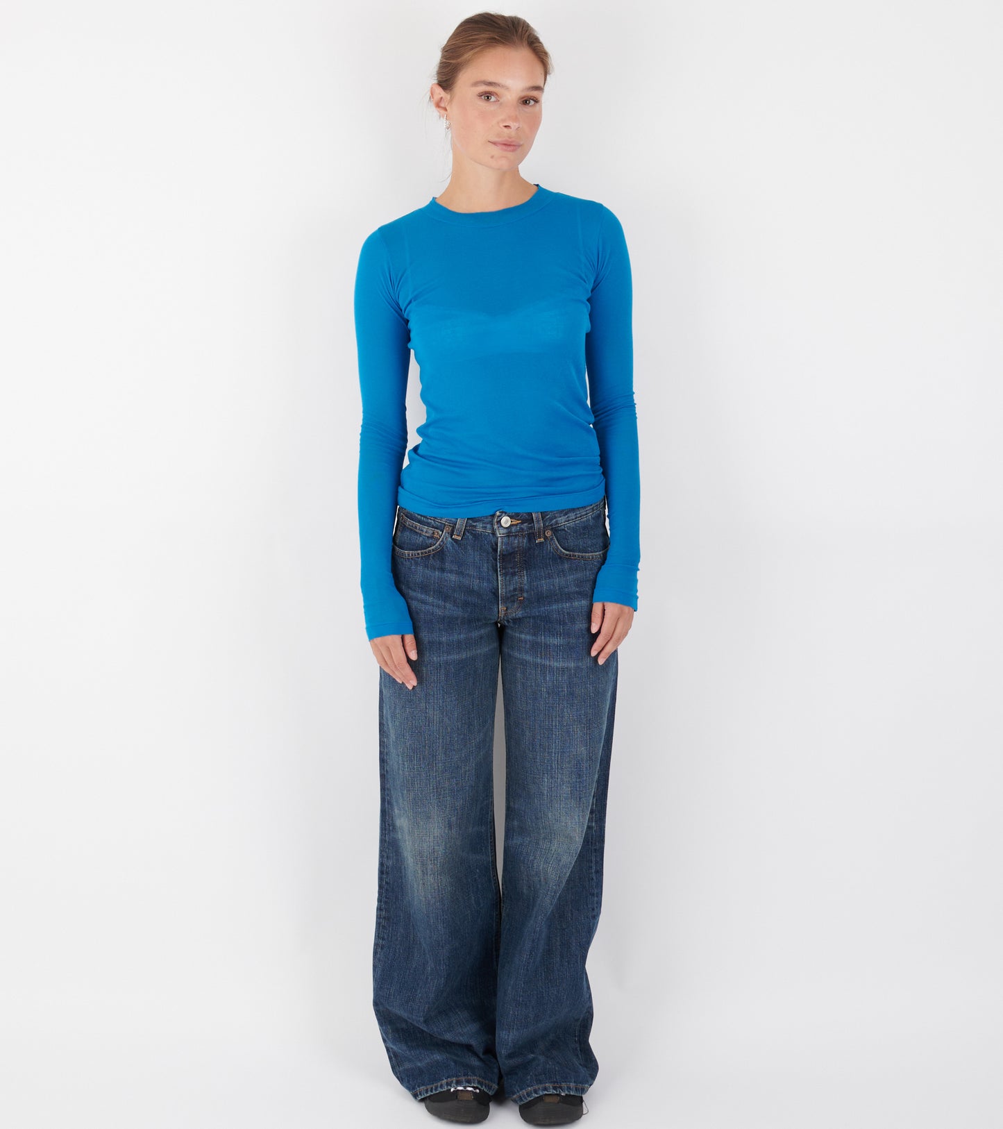 Super High Gauge Sheer Rib L/S Tee Blue
