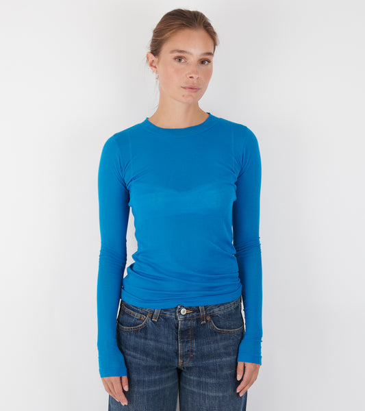 Super High Gauge Sheer Rib L/S Tee Blue