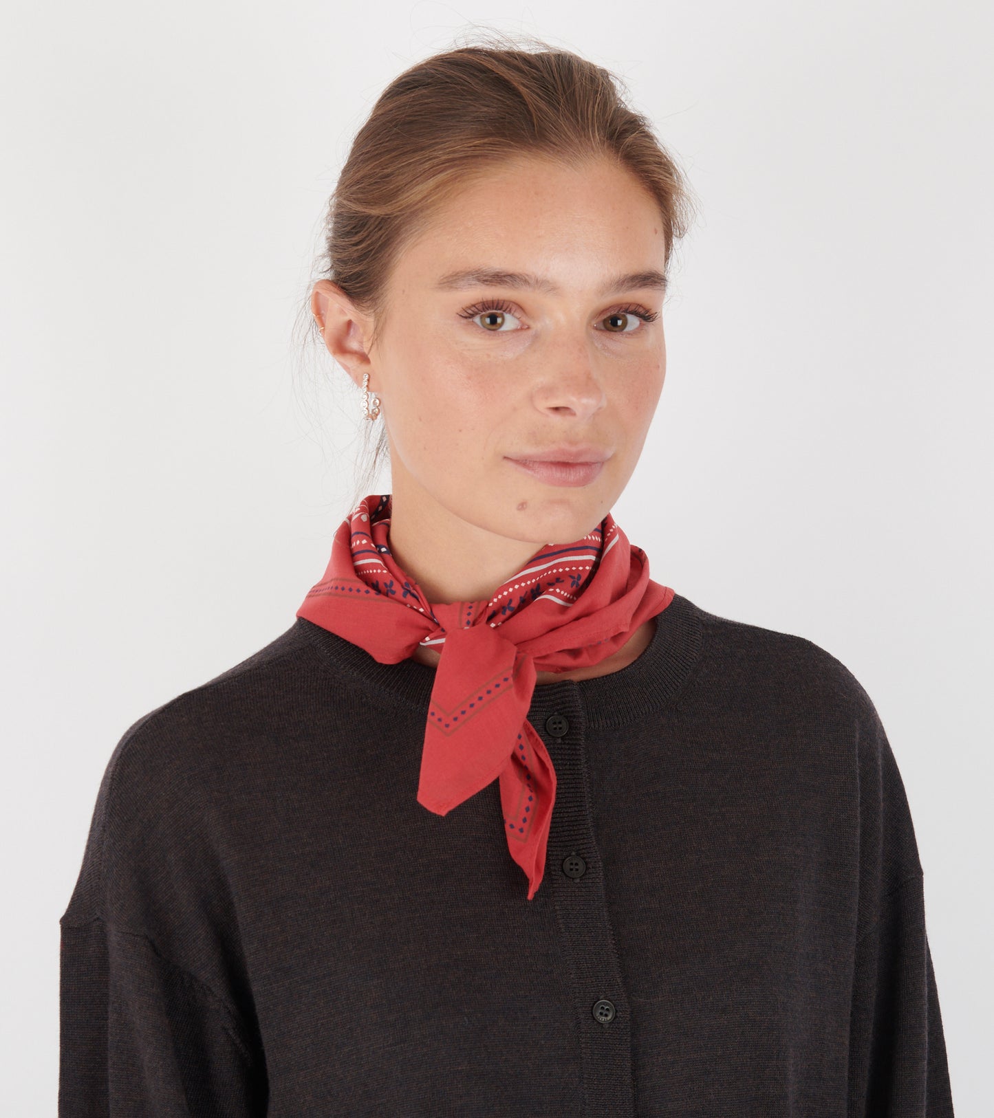 Skall Floral Scarf 55x55 Faded Red