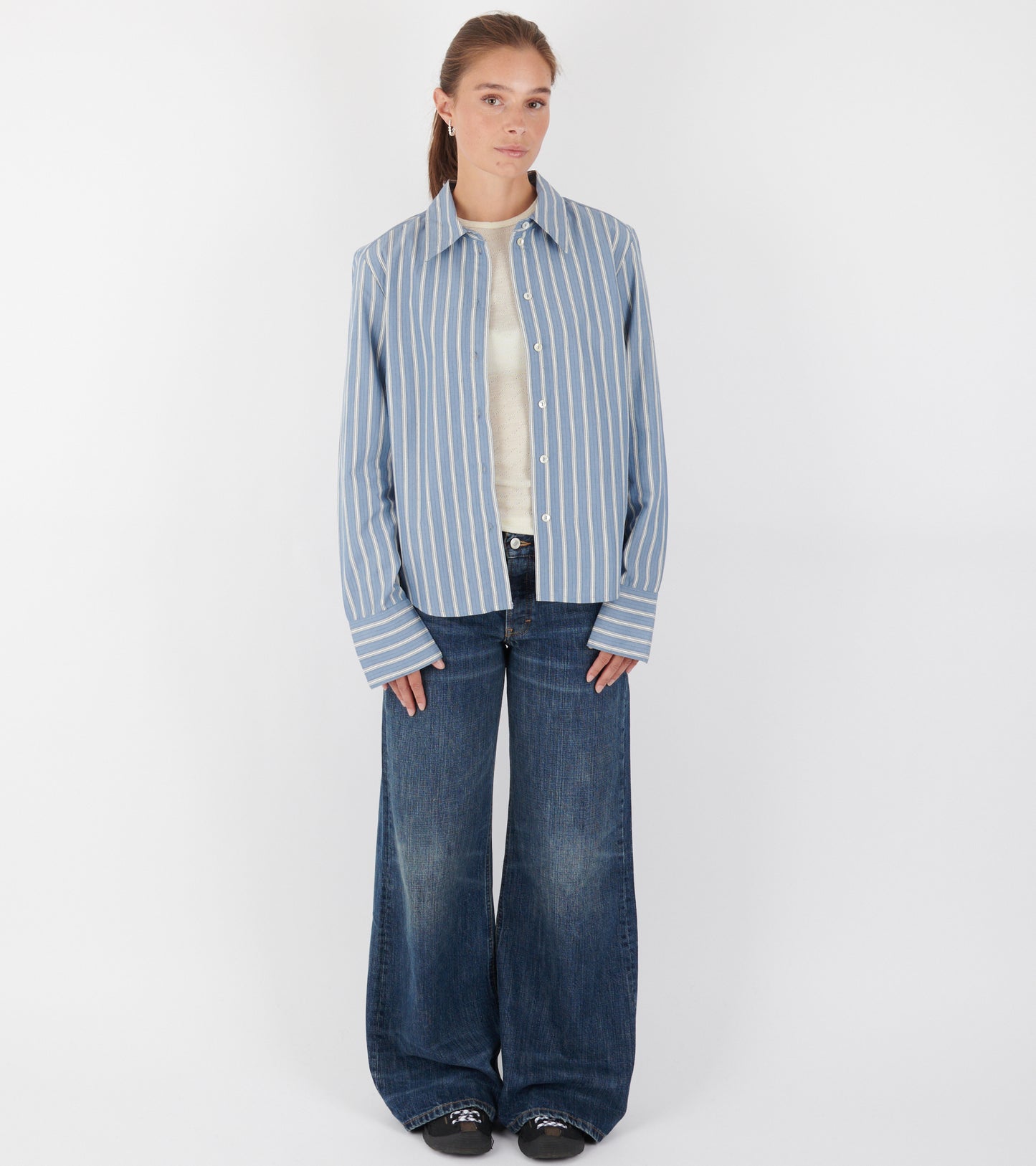 Fauna Shirt Blue/Black/White Stripe