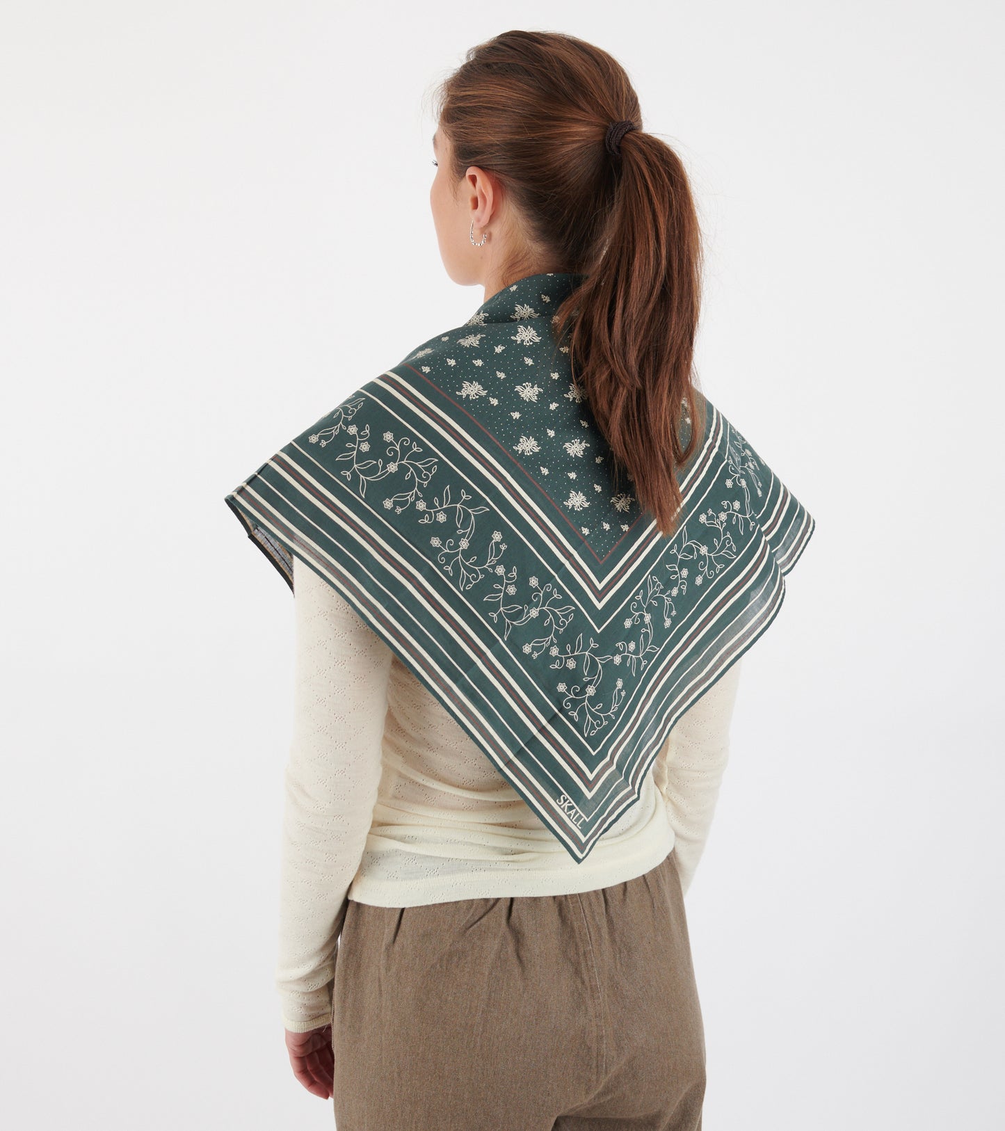 Large Skall Classic Scarf 90x90 Dark Green/Brown