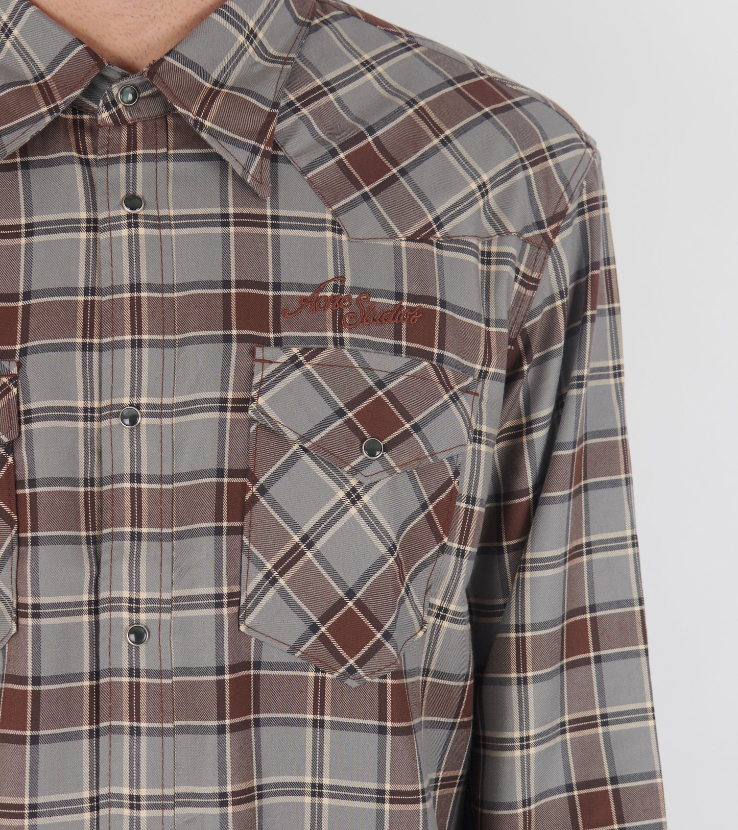 Flannel Check Button-up Shirt Multi Grey