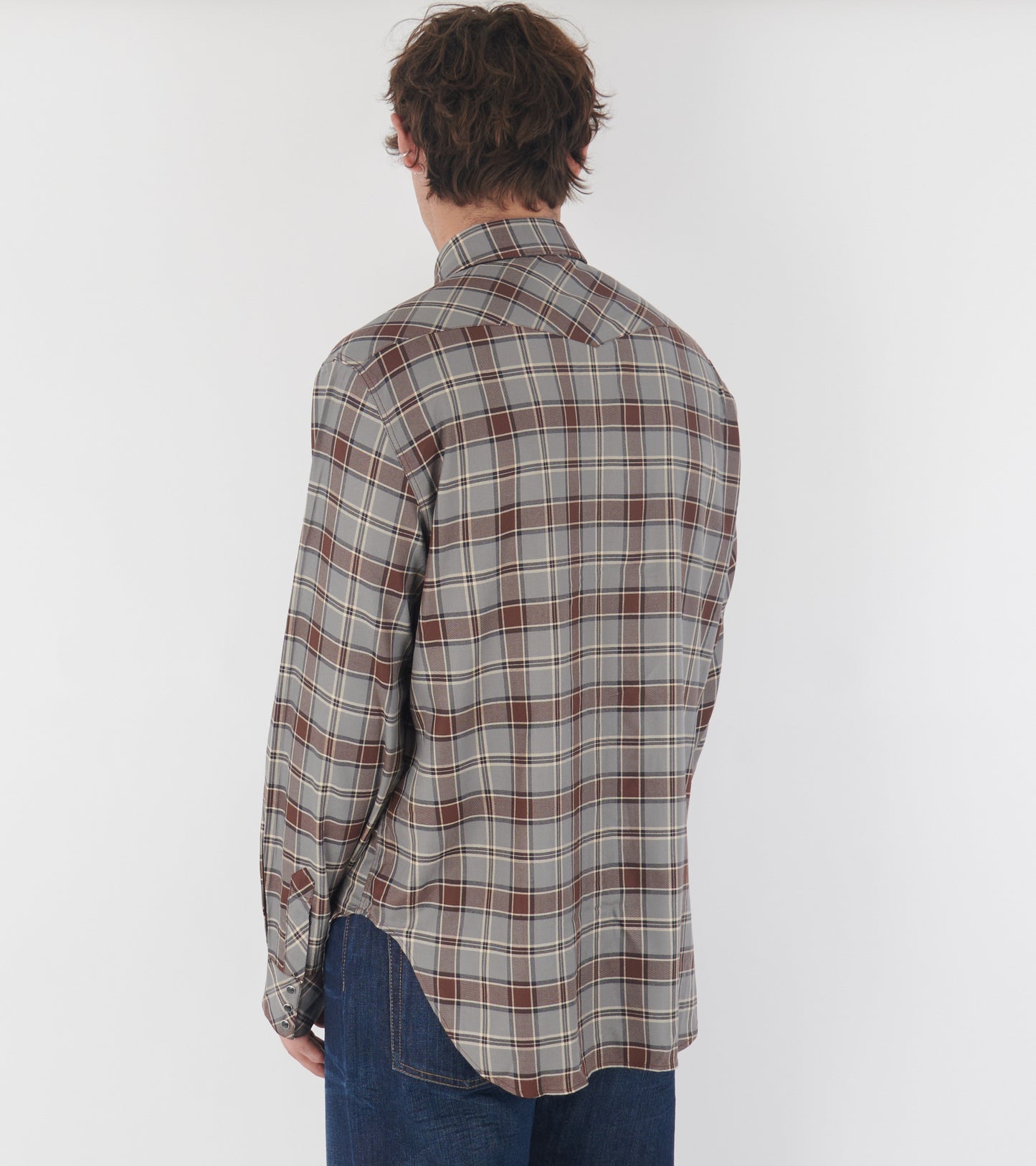 Flannel Check Button-up Shirt Multi Grey