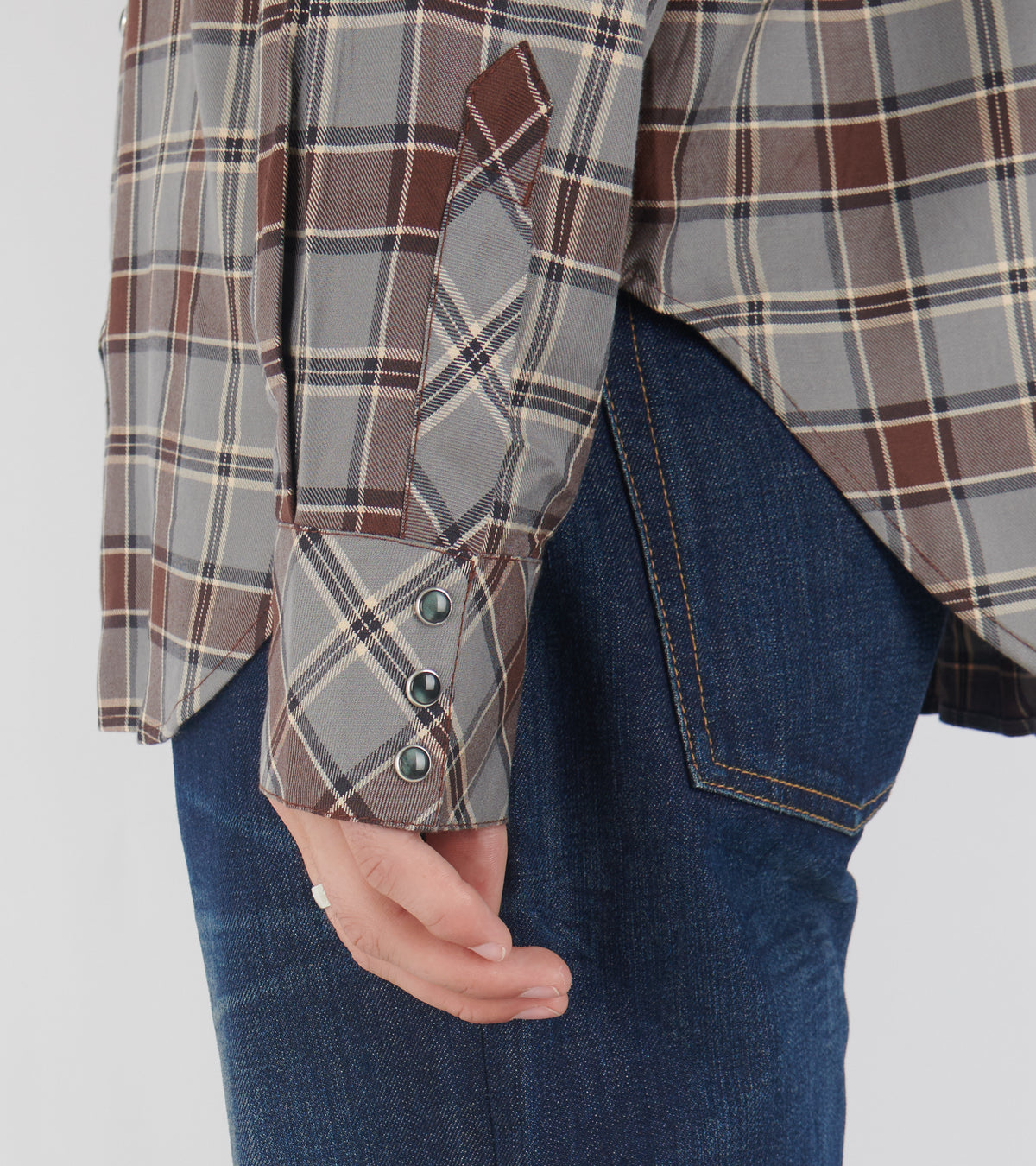 Flannel Check Button-up Shirt Multi Grey