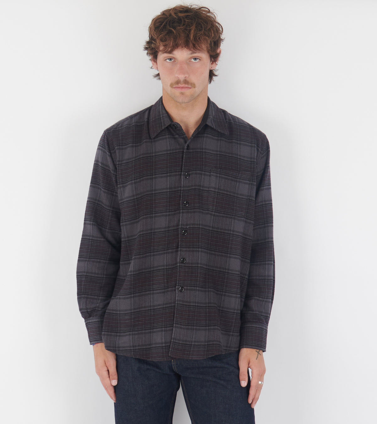 Above Shirt Faded Nocturne Check Flannel