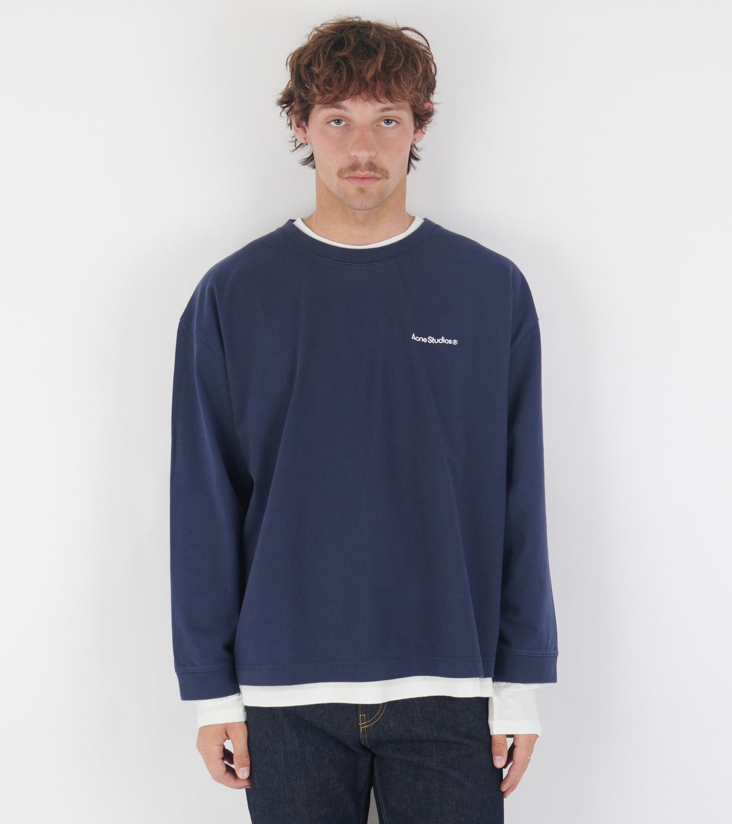 Layered Sweatshirt With Logo Navy/White