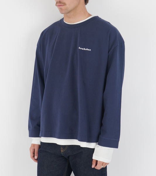Layered Sweatshirt With Logo Navy/White