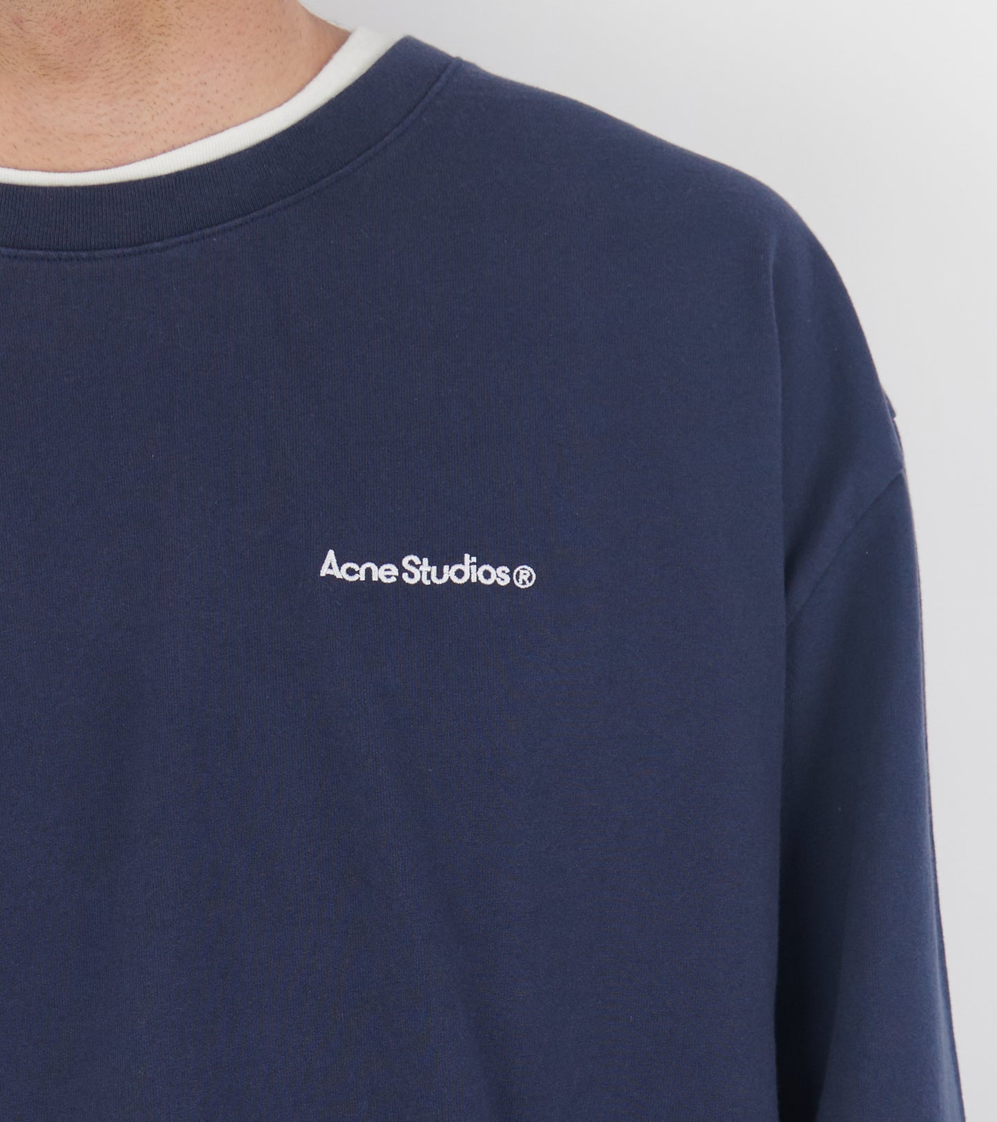 Layered Sweatshirt With Logo Navy/White