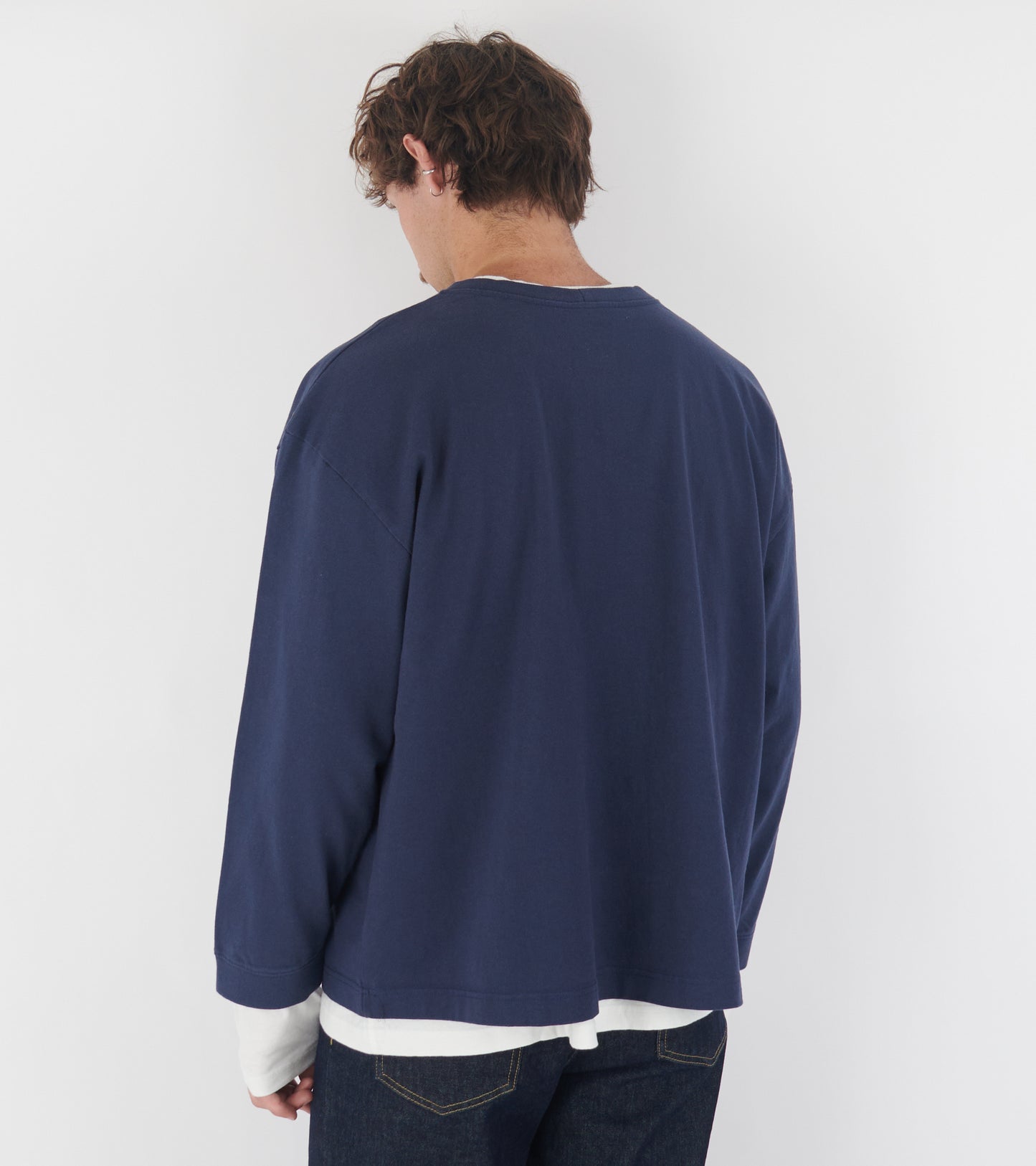 Layered Sweatshirt With Logo Navy/White