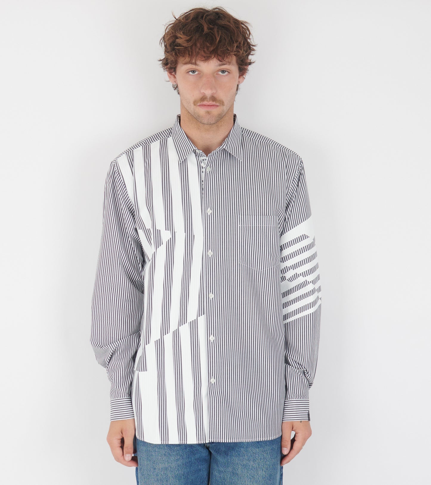 Printed Striped Shirt Black/White