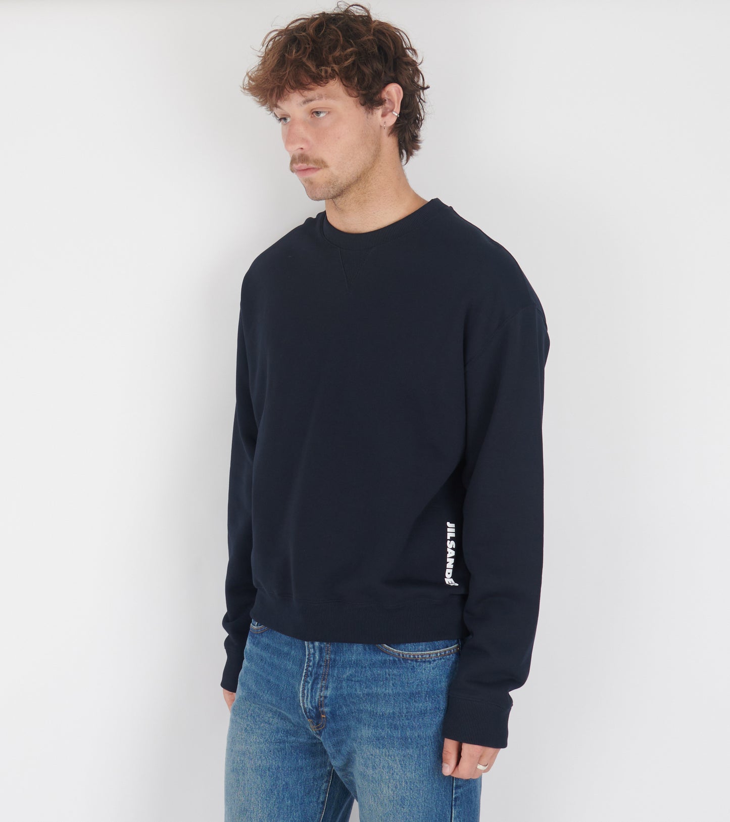 Light Soft Brushed Cotton Terry Sweatshirt Navy