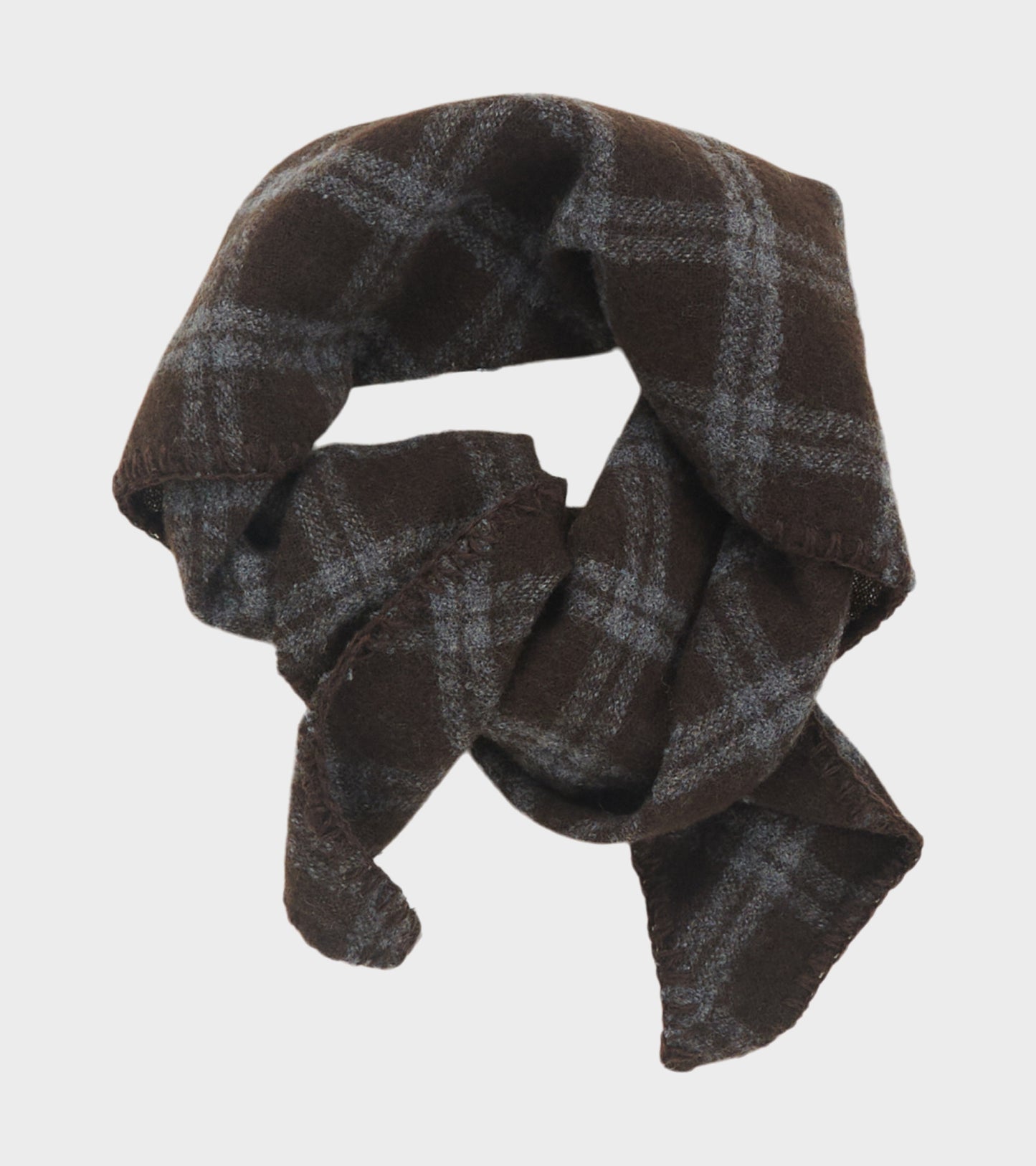 Triangle Scarf Brown Grey Check