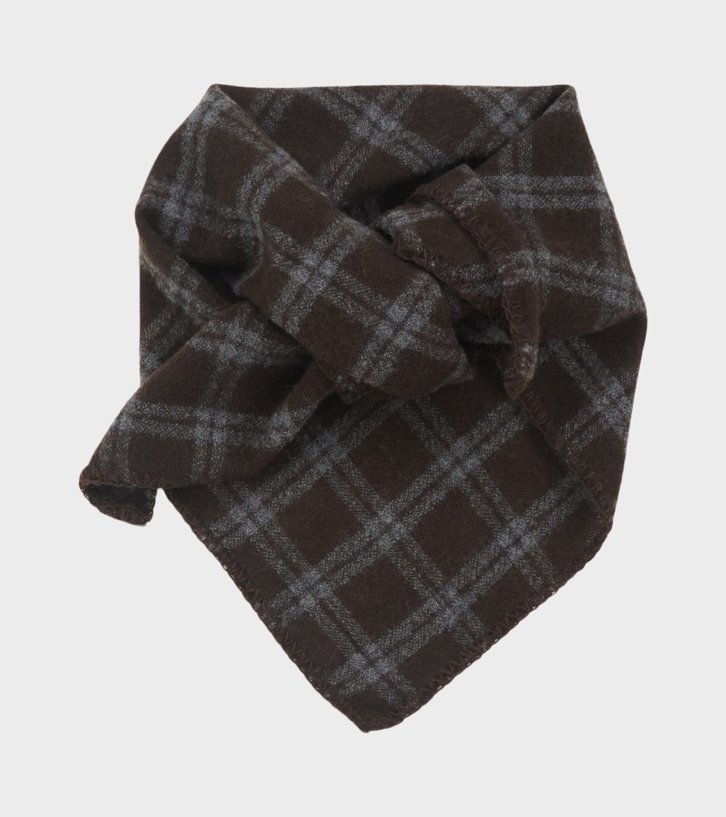 Triangle Scarf Brown Grey Check