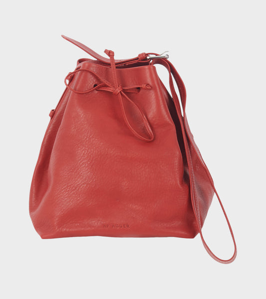 Full Grain Leather Bucket Bag Red