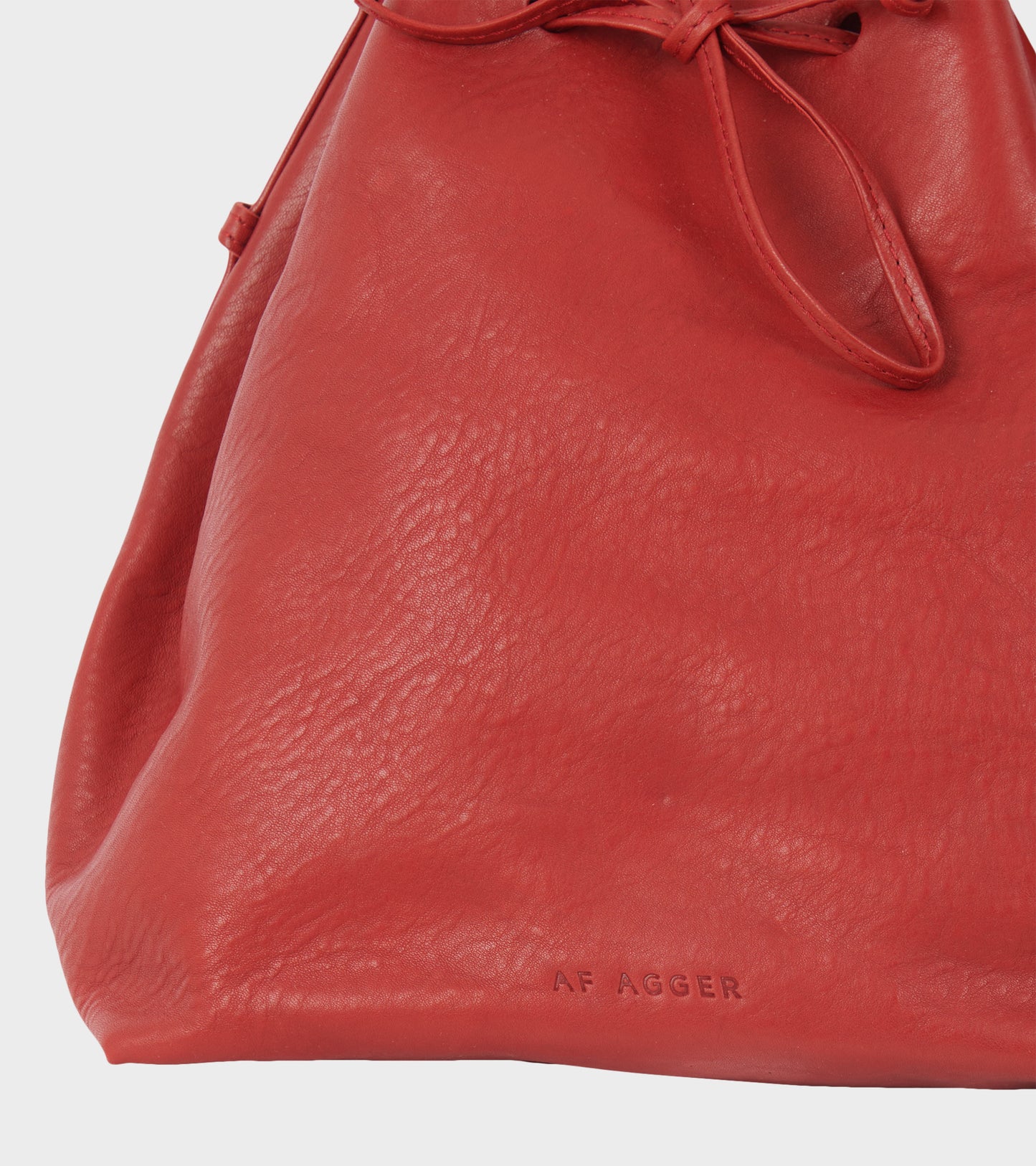 Full Grain Leather Bucket Bag Red