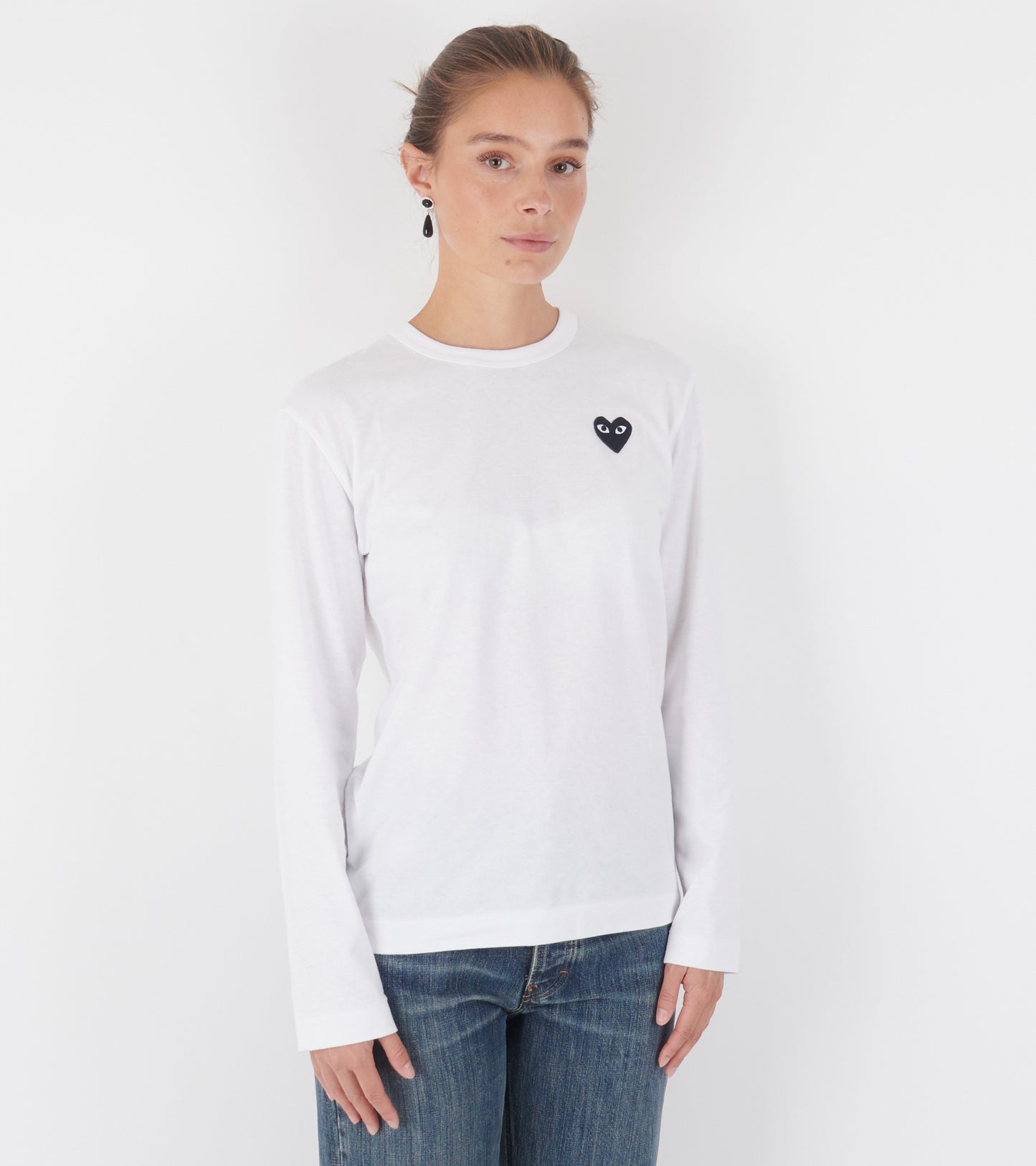 U Black Heart LS T-shirt White