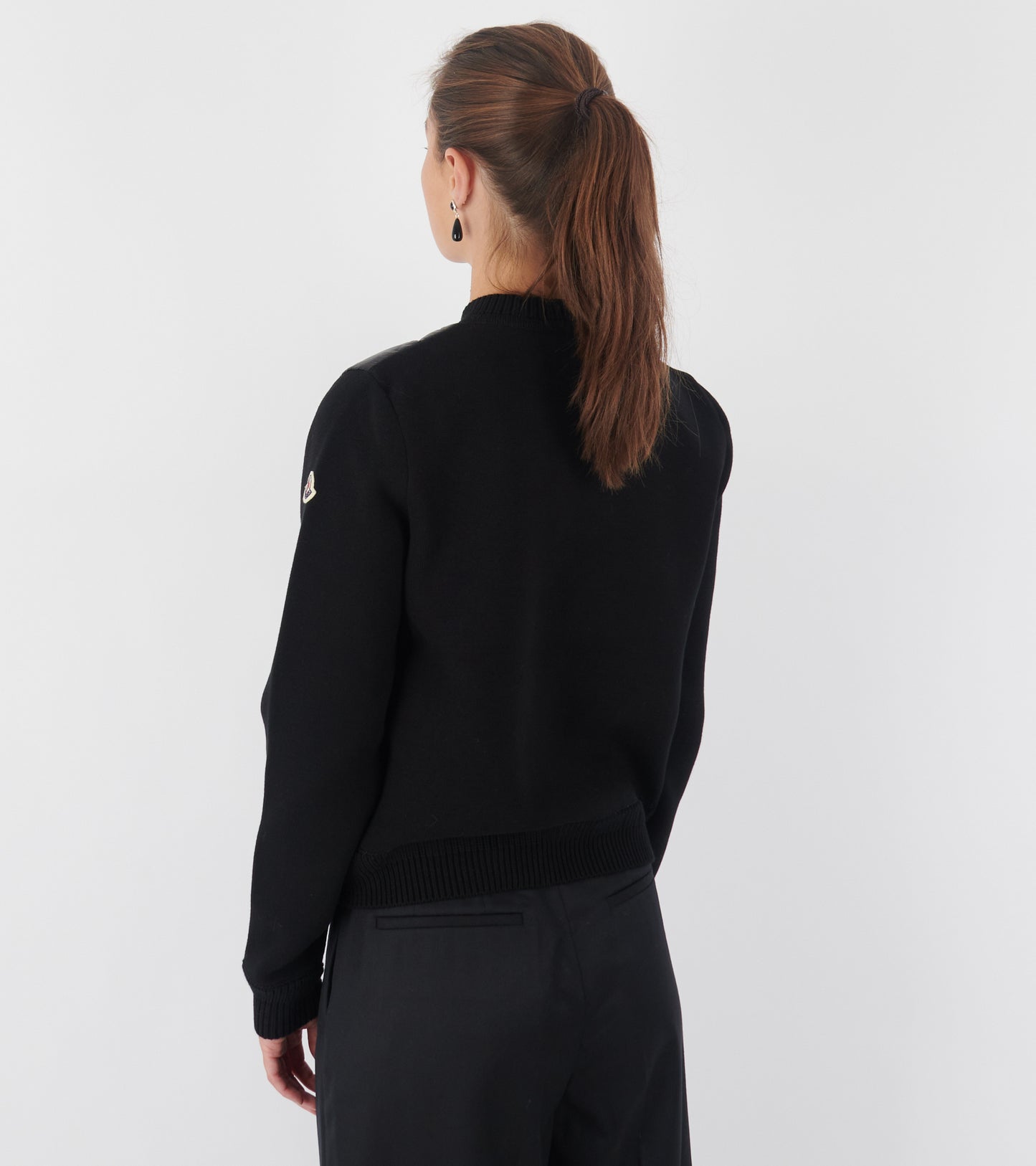 Cotton Knit Padded Cardigan Black