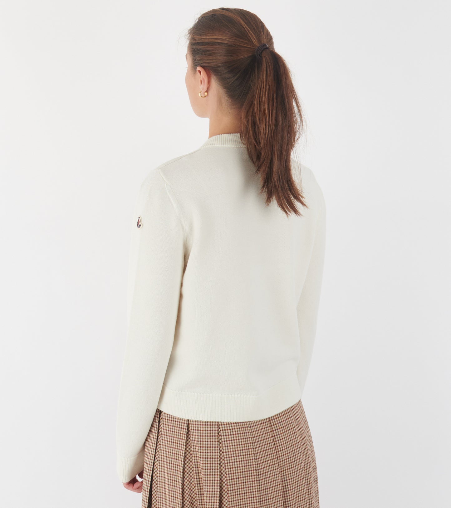 Cotton Knit Padded Cardigan White
