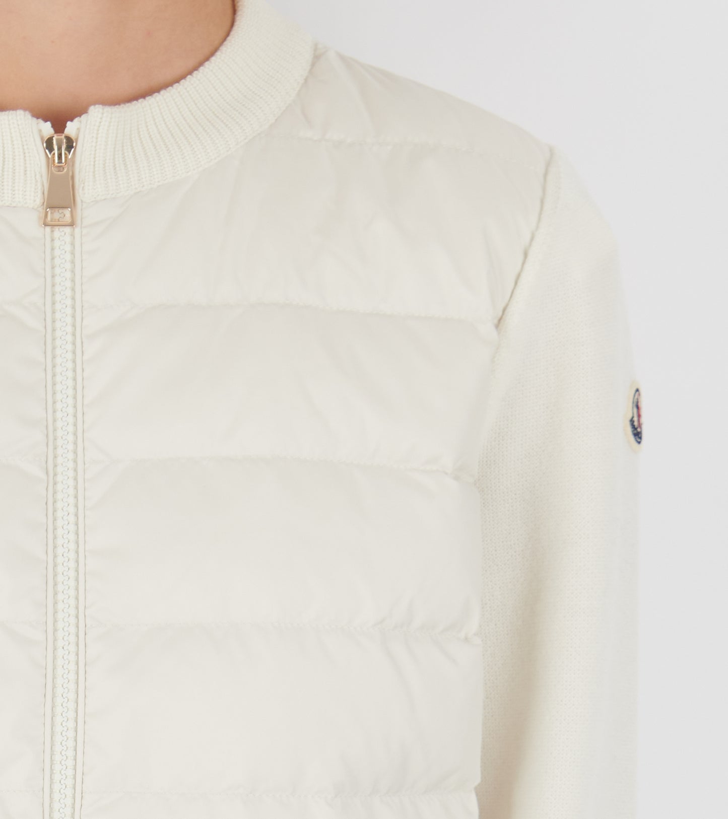 Cotton Knit Padded Cardigan White