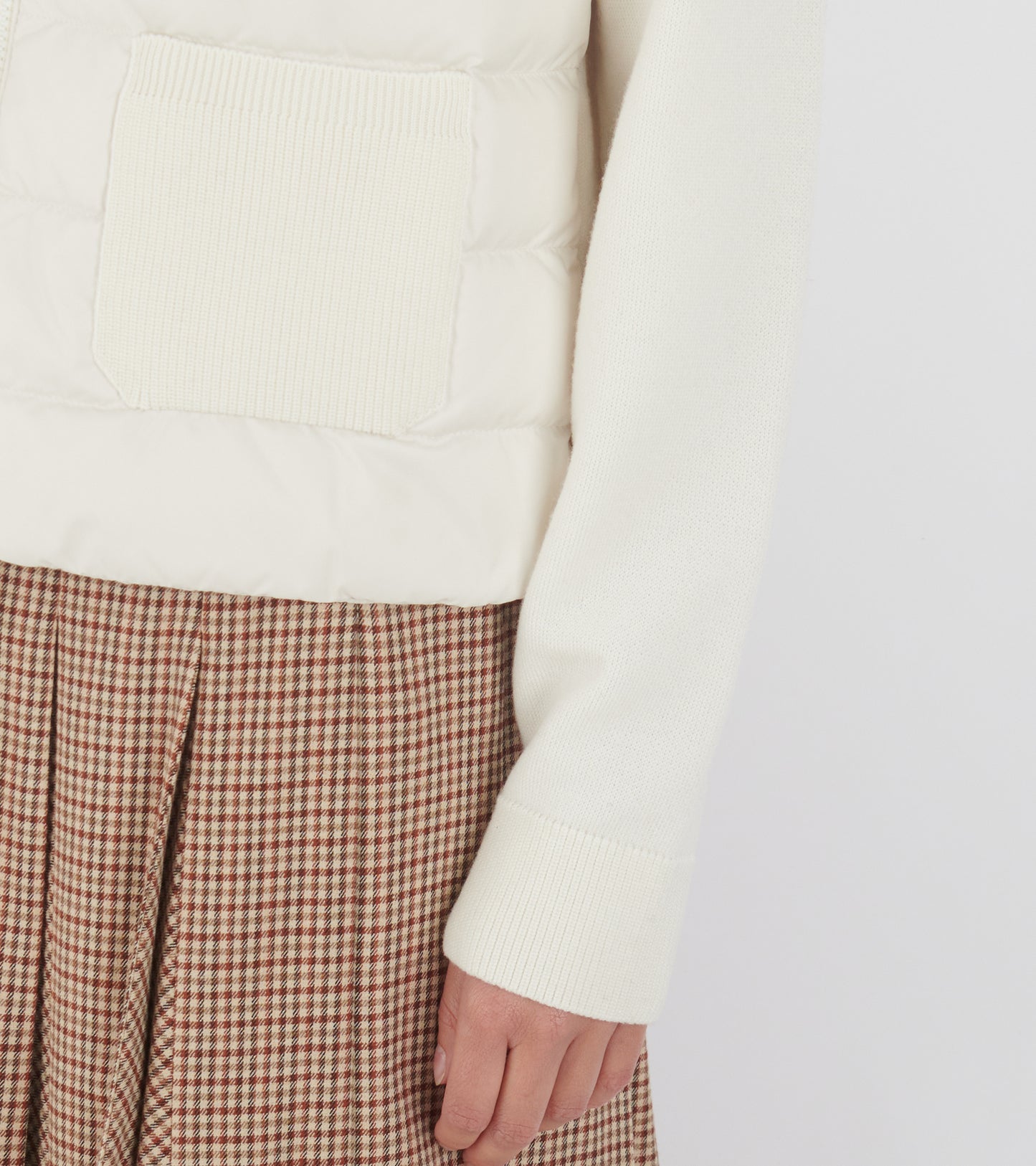 Cotton Knit Padded Cardigan White