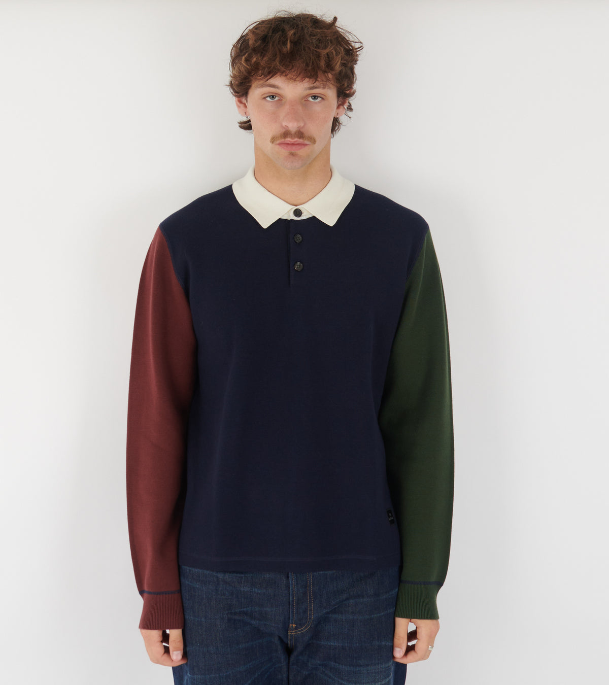 Colour-Block Rugby Blouse Navy