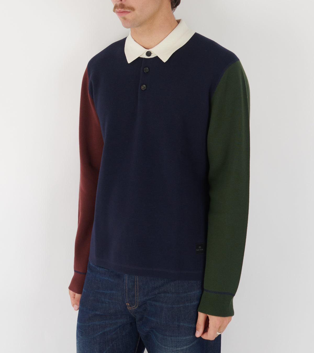 Colour-Block Rugby Blouse Navy