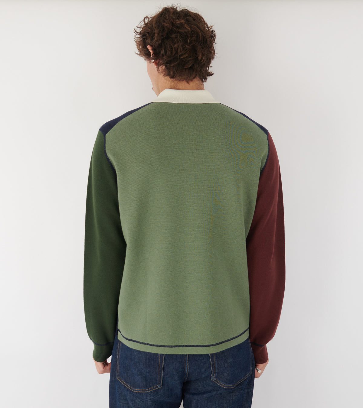 Colour-Block Rugby Blouse Navy