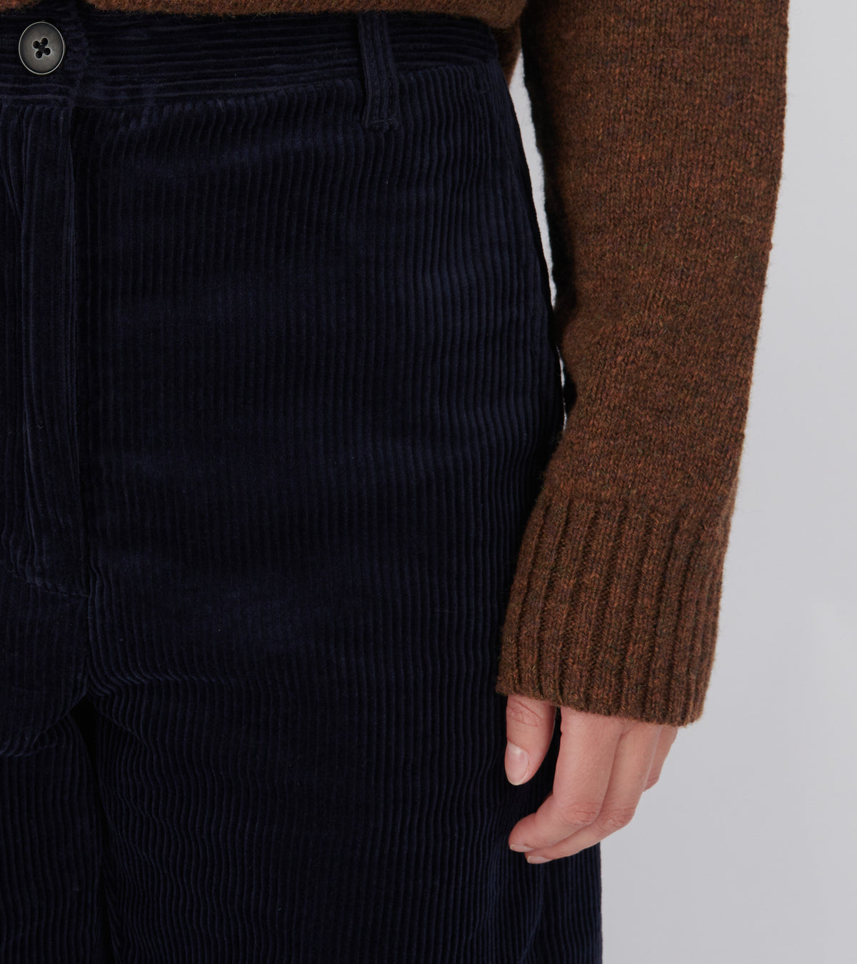Twisted Seam Cord Trousers Dark Navy