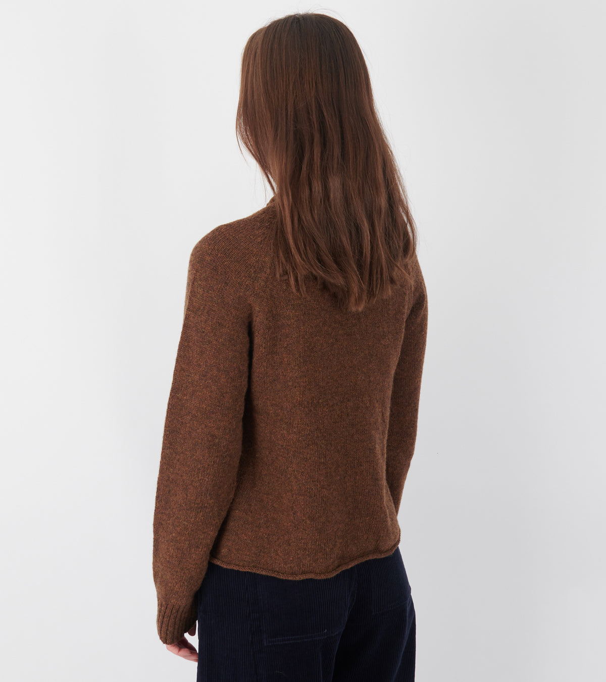 Heathery Wool High Neck Cardigan Tobacco