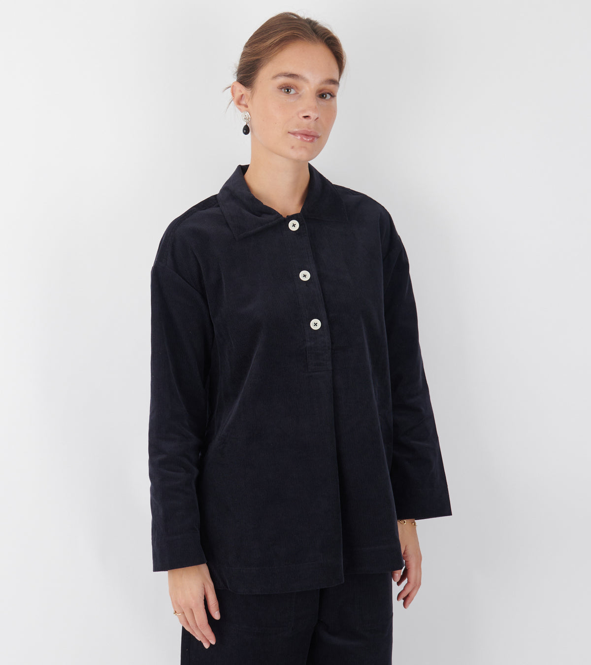Organic Cord Smock Top Midnight