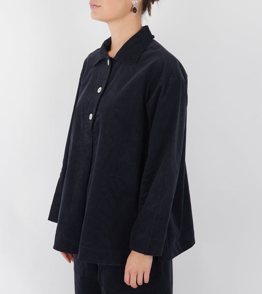 Organic Cord Smock Top Midnight