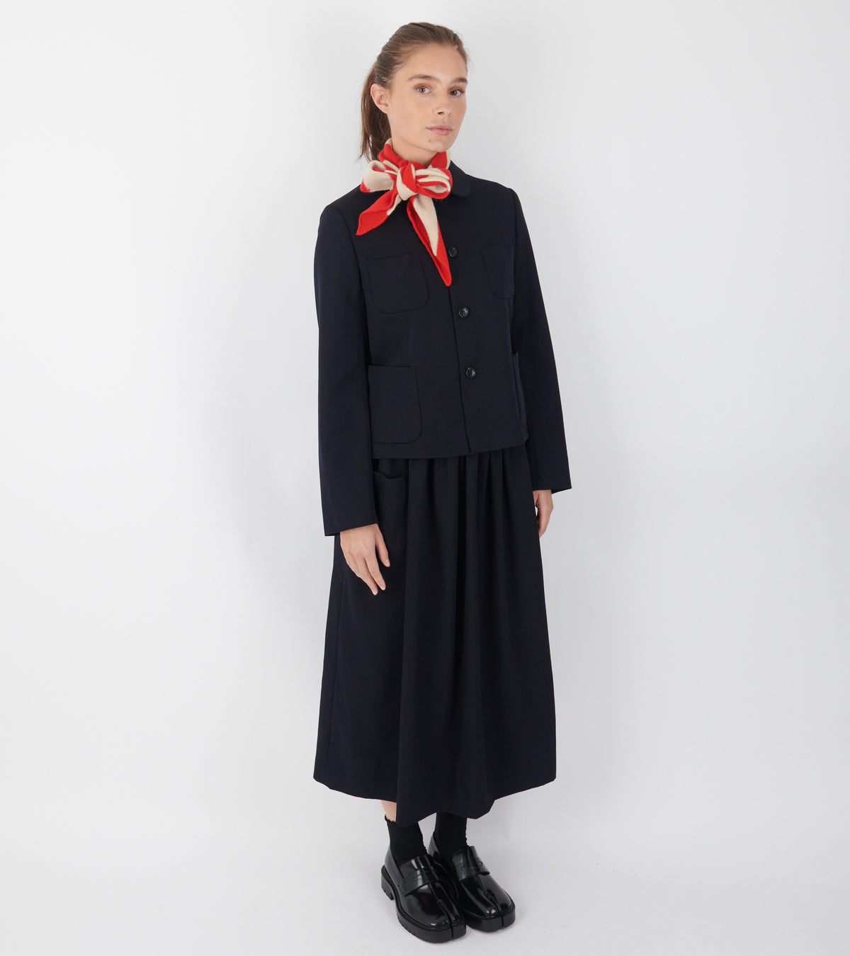 Round Collar Blazer Navy