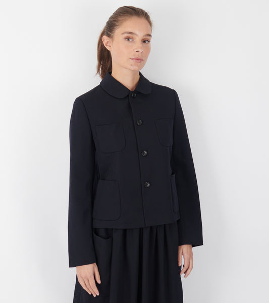 Round Collar Blazer Navy