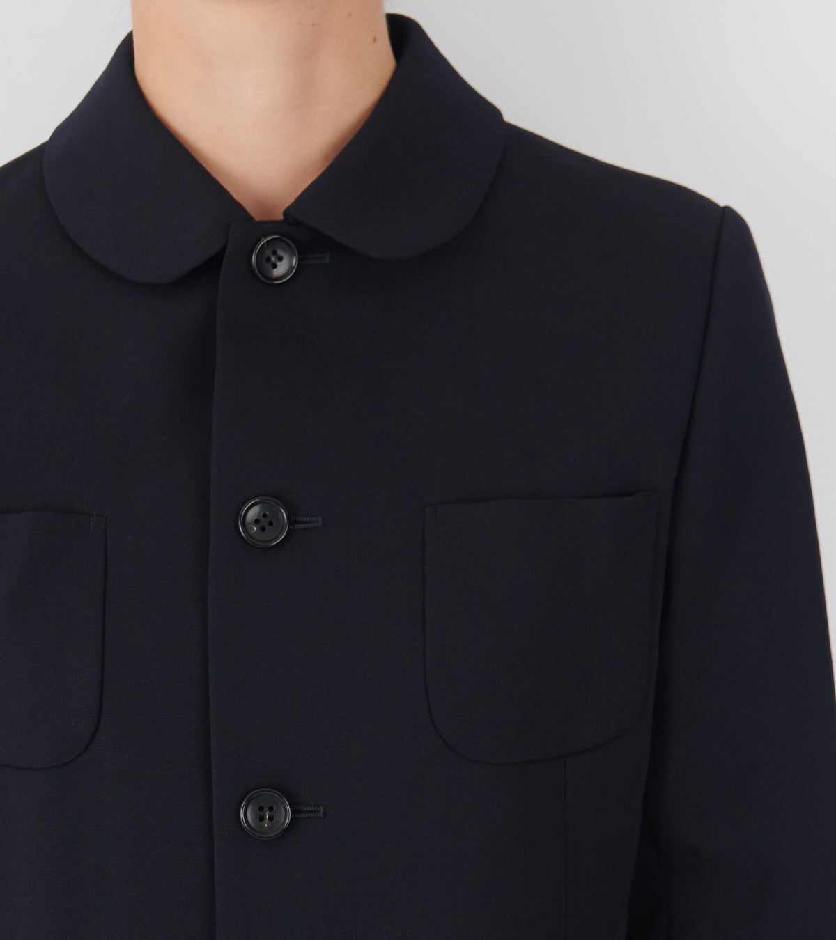 Round Collar Blazer Navy
