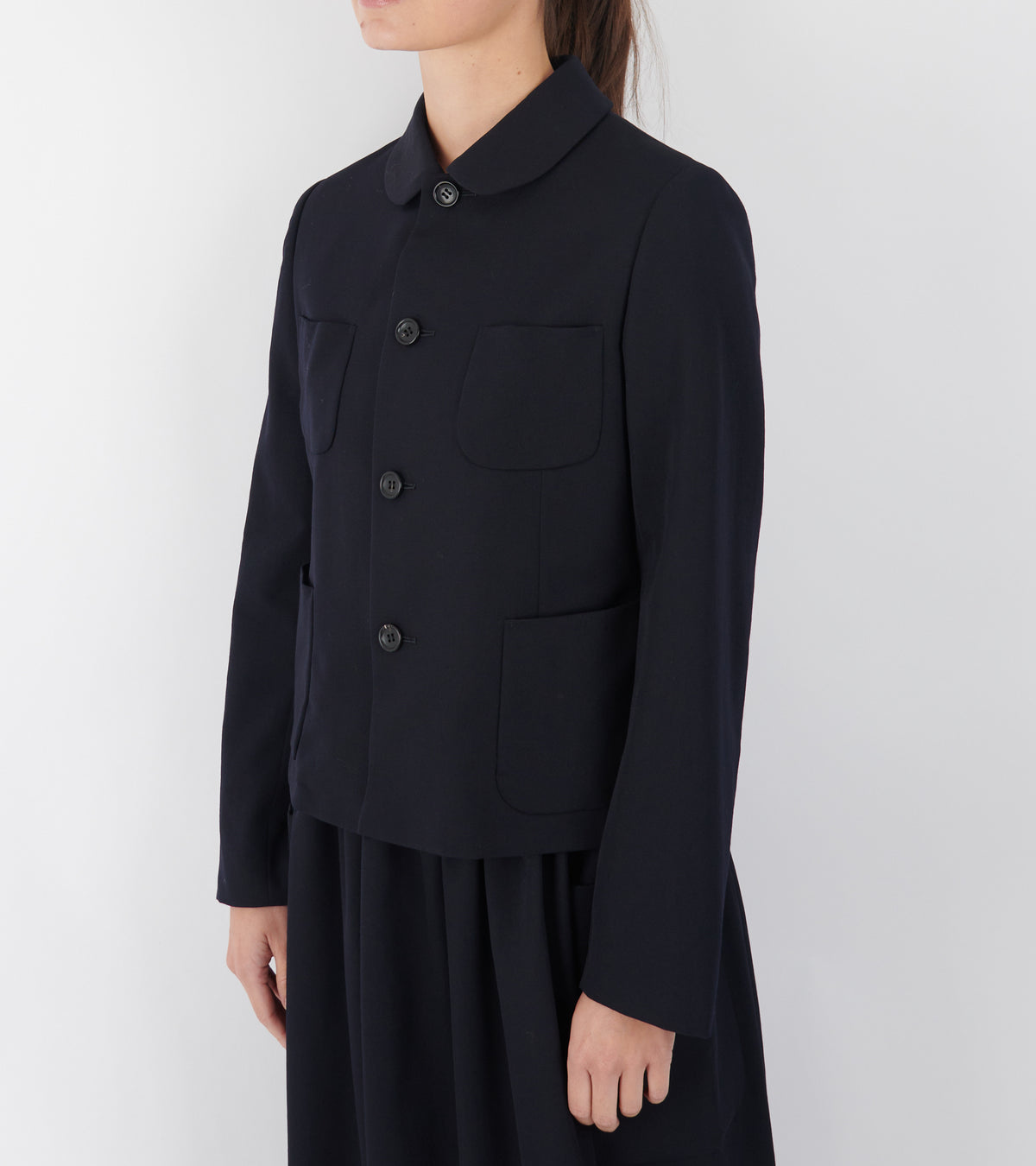 Round Collar Blazer Navy