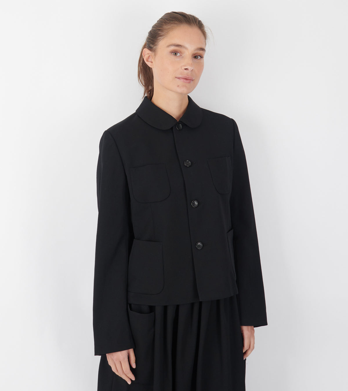 Round Collar Blazer Black