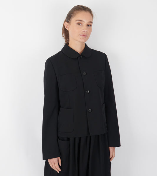 Round Collar Blazer Black